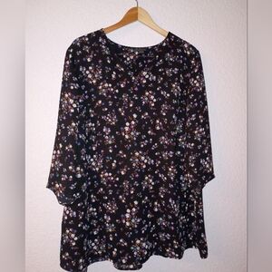 J. Jill Black Floral Blouse XL